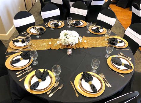 black white gold party decorations